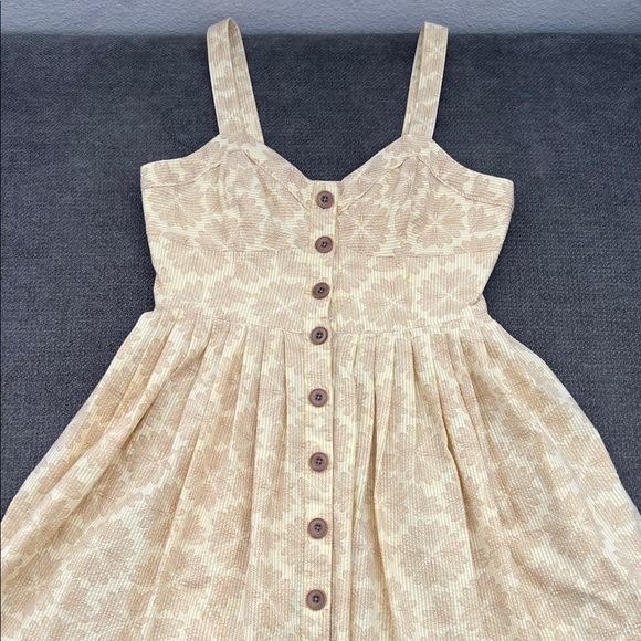 Maeve Cream Midi Dress with Button Detail - Picture 3 of 7